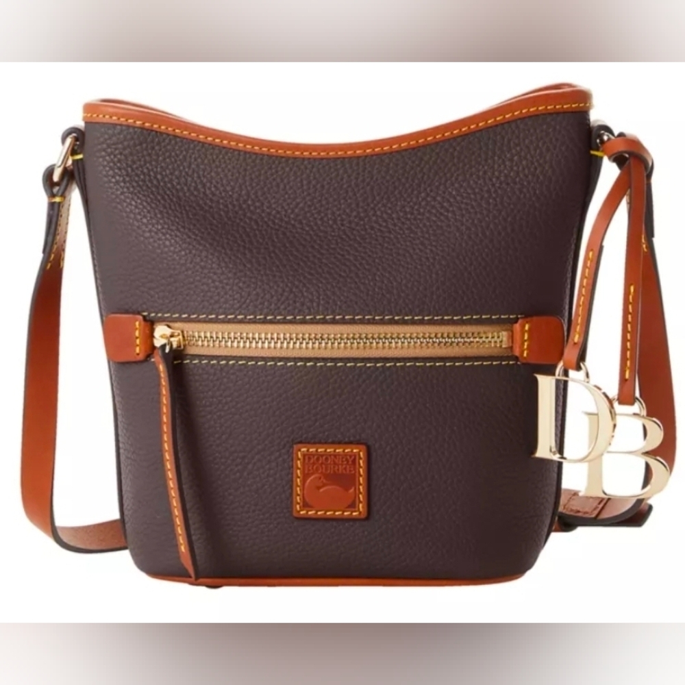 Dooney & Bourke Pebble Grain Zip Sac Brown Tmoro Minimalist Luxury Classic Chic